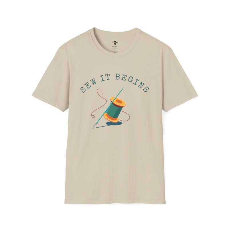 Sew it Begins T-Shirt, Sewing T-shirt, Funny Sewing Hobby Tshirt for Birthday or Gift, Man or Woman. - Image 4