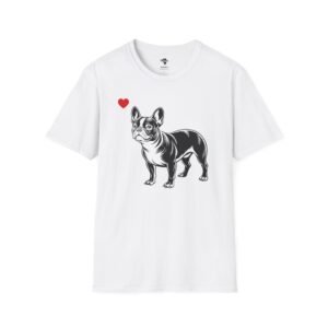 French Bulldog Heart T-Shirt, French Bull Dog Lover Tee, Cute Frenchie Shirt, Quirky Pet Owner Top, Animal Graphic Tee