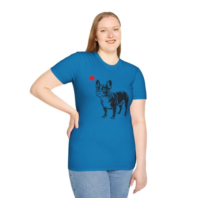 French Bulldog Heart T-Shirt, French Bull Dog Lover Tee, Cute Frenchie Shirt, Quirky Pet Owner Top, Animal Graphic Tee - Image 15