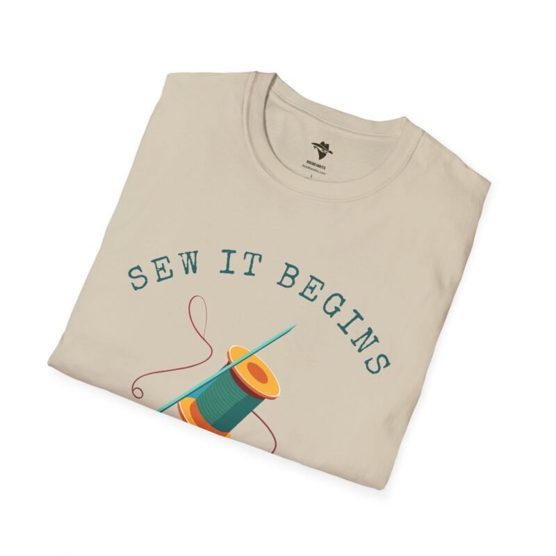 Sew it Begins T-Shirt, Sewing T-shirt, Funny Sewing Hobby Tshirt for Birthday or Gift, Man or Woman. - Image 5