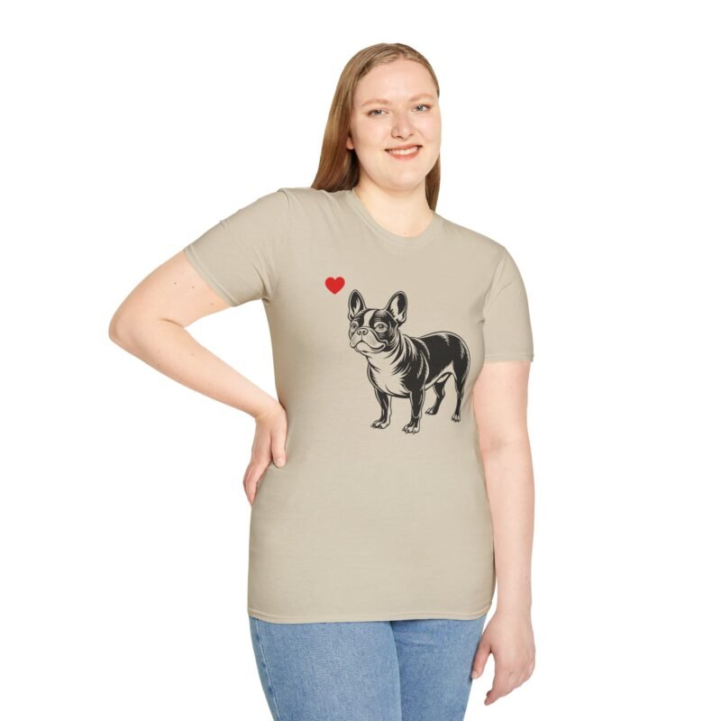 French Bulldog Heart T-Shirt, French Bull Dog Lover Tee, Cute Frenchie Shirt, Quirky Pet Owner Top, Animal Graphic Tee - Image 6