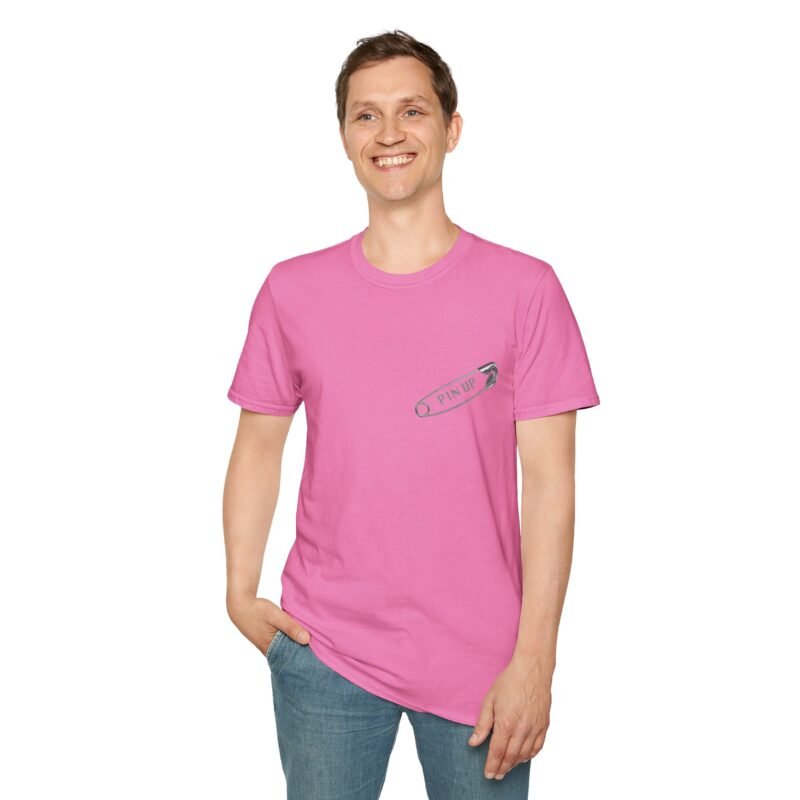a man in a pink shirt