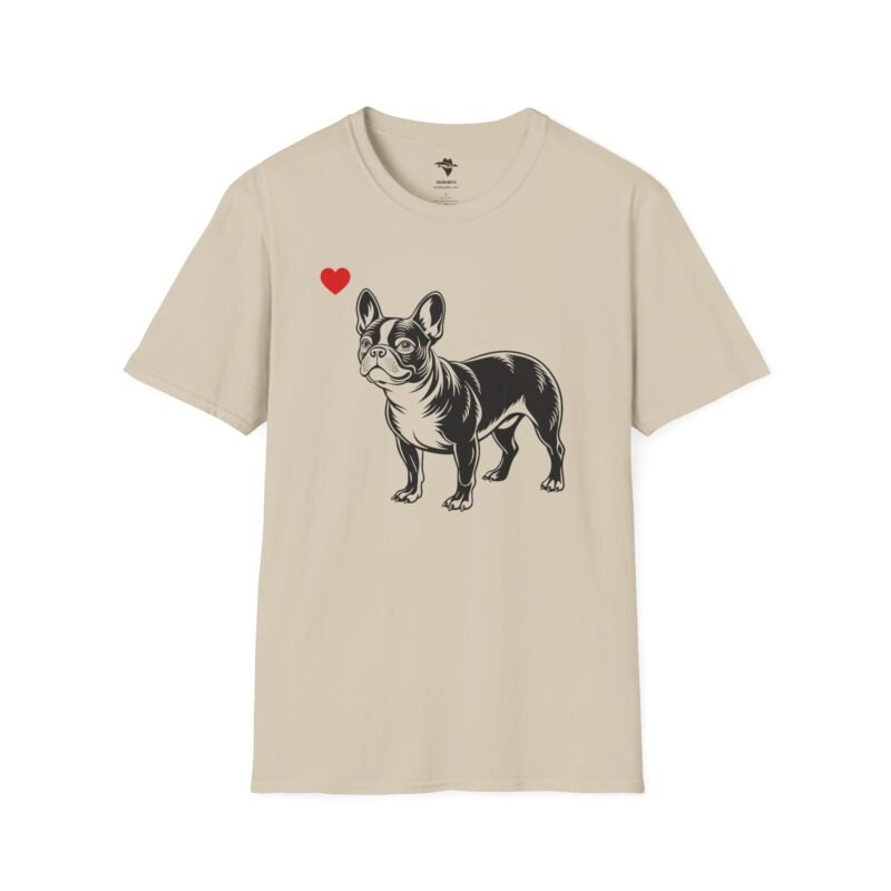 French Bulldog Heart T-Shirt, French Bull Dog Lover Tee, Cute Frenchie Shirt, Quirky Pet Owner Top, Animal Graphic Tee - Image 4
