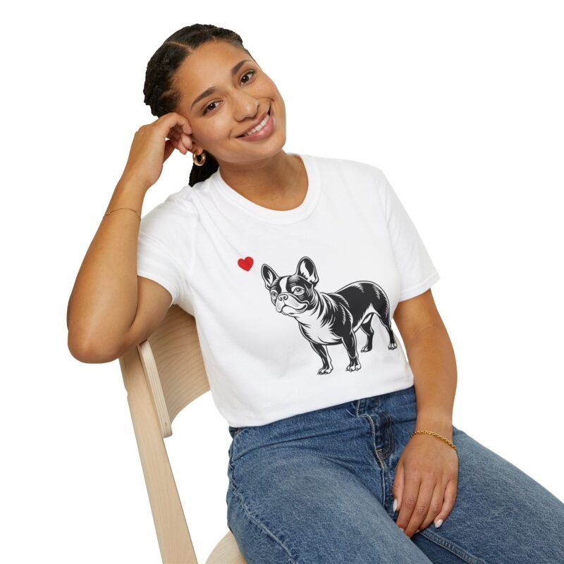 French Bulldog Heart T-Shirt, French Bull Dog Lover Tee, Cute Frenchie Shirt, Quirky Pet Owner Top, Animal Graphic Tee - Image 3