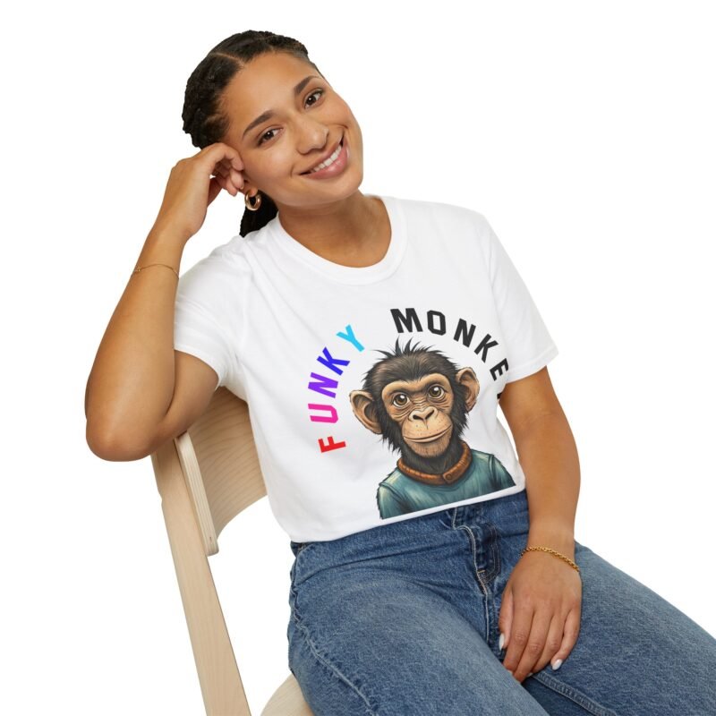 Funky Monkey T-Shirt, Graphic Monkey Tee, Unisex Softstyle Shirt for Animal Lovers, Cute Zoo Animal Top, Funny Jungle Monkey Design - Image 6