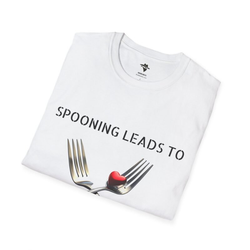 Get the "Spooning Leads to Forking" Graphic T-Shirt - The Perfect Blend of Humour and Style! - Image 2